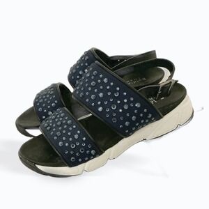 Baldinini Embellished Navy Blue Studded Platform Sandals Women's Size 35 EU 5 US